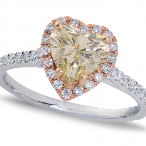 1.08CT  Fancy Yellow Heart Shaped Diamond Ring